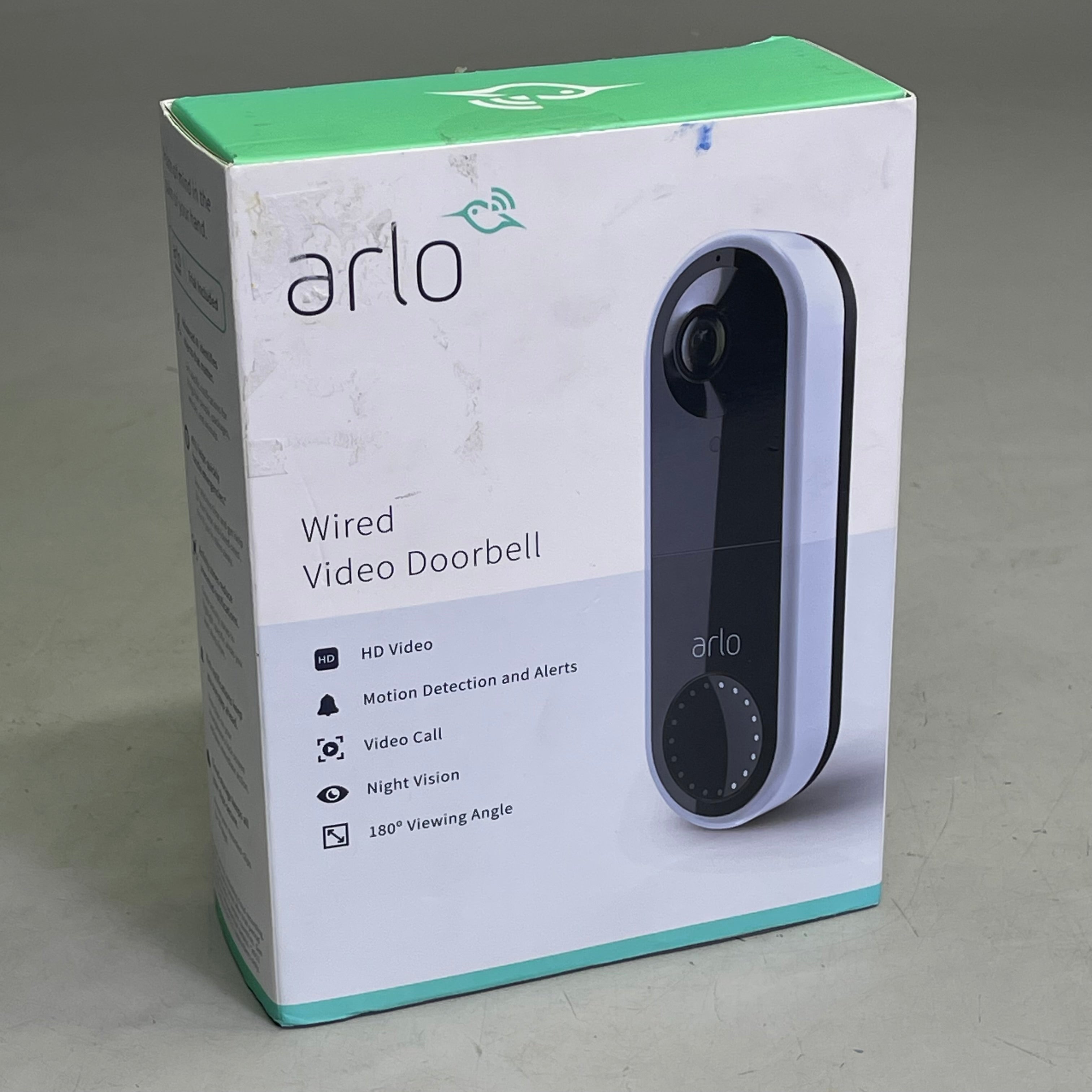 ARLO Wired Video Doorbell w/ Night Vision 180° FOV White AVD1001W-100NAS (Pre-Owned)