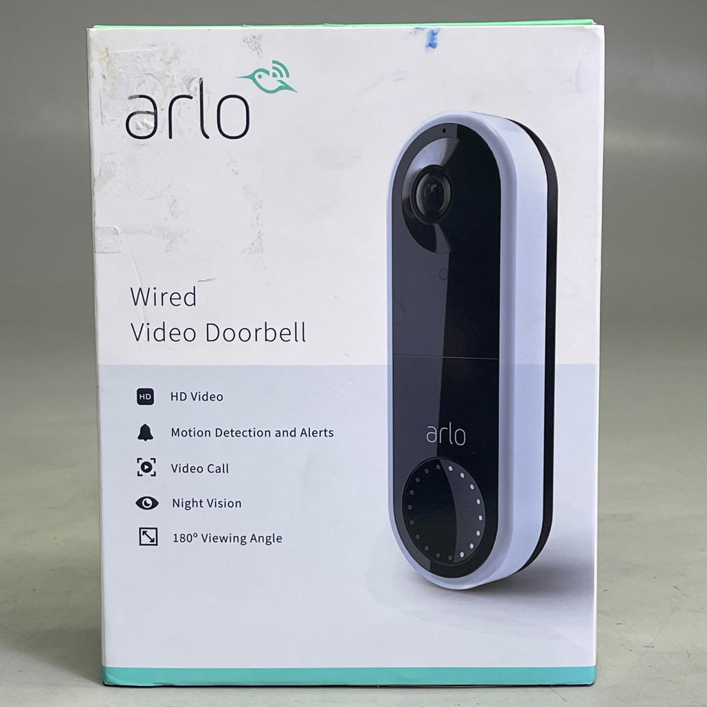 ARLO Wired Video Doorbell w/ Night Vision 180° FOV White AVD1001W-100NAS (Pre-Owned)