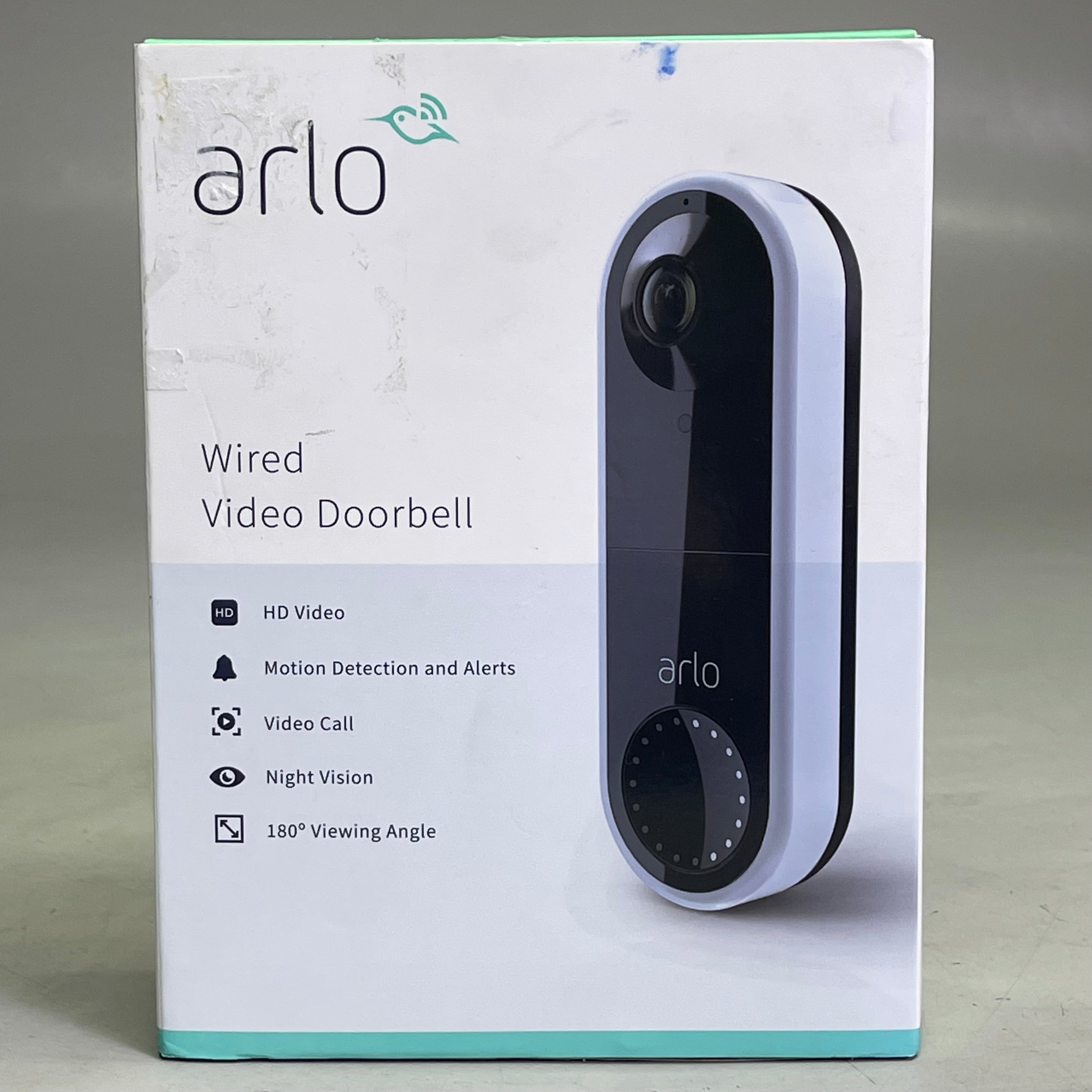 ARLO Wired Video Doorbell w/ Night Vision 180° FOV White AVD1001W-100NAS (Pre-Owned)